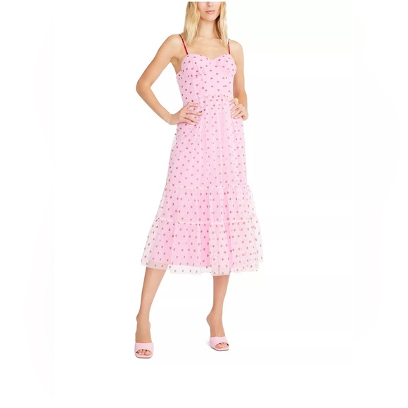 Betsey Johnson Valentines Heart Print Pink Dress - Picture 4 of 12